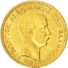 Coin, Greece, George I, 20 Drachmai, 1884, Paris, EF(40-45), Gold, KM:56