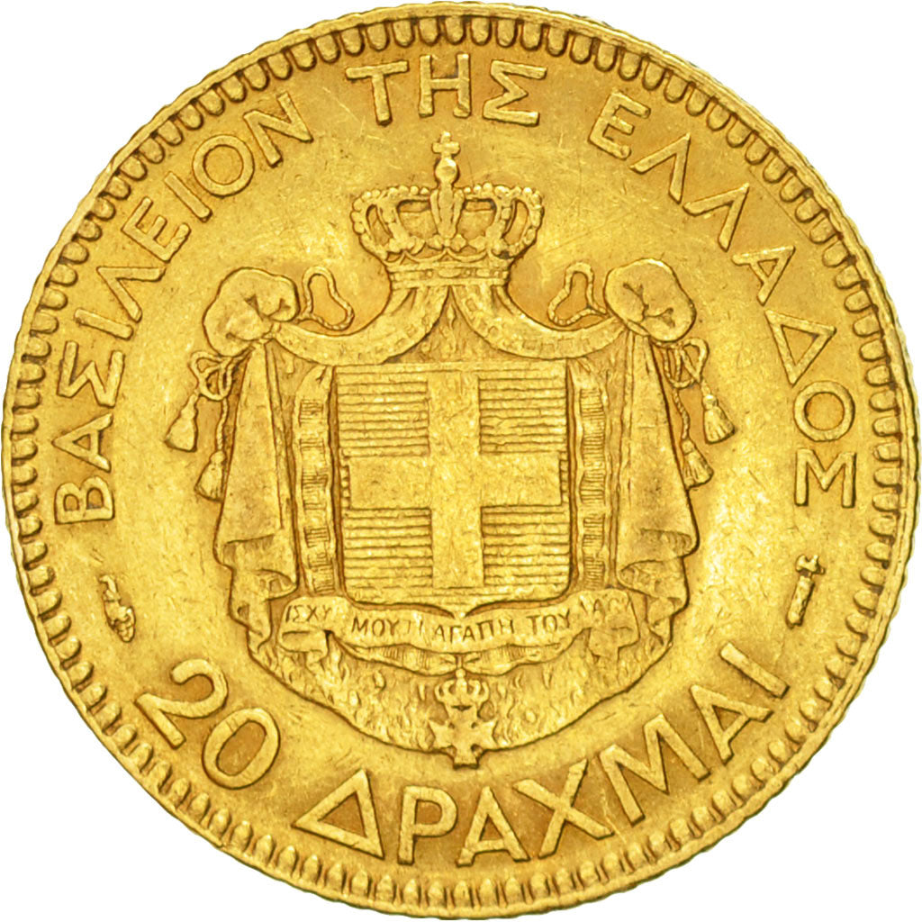 Coin, Greece, George I, 20 Drachmai, 1884, Paris, EF(40-45), Gold, KM:56