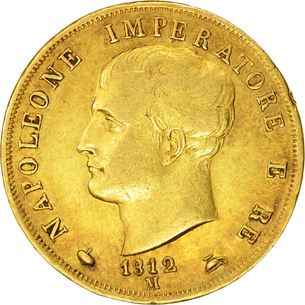 Moneda, Estados italianos, Napoleon I, 40 Lire, 1812, Milan, MBC, Oro, KM 12