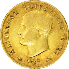 Moneda, Estados italianos, Napoleon I, 40 Lire, 1812, Milan, MBC, Oro, KM 12