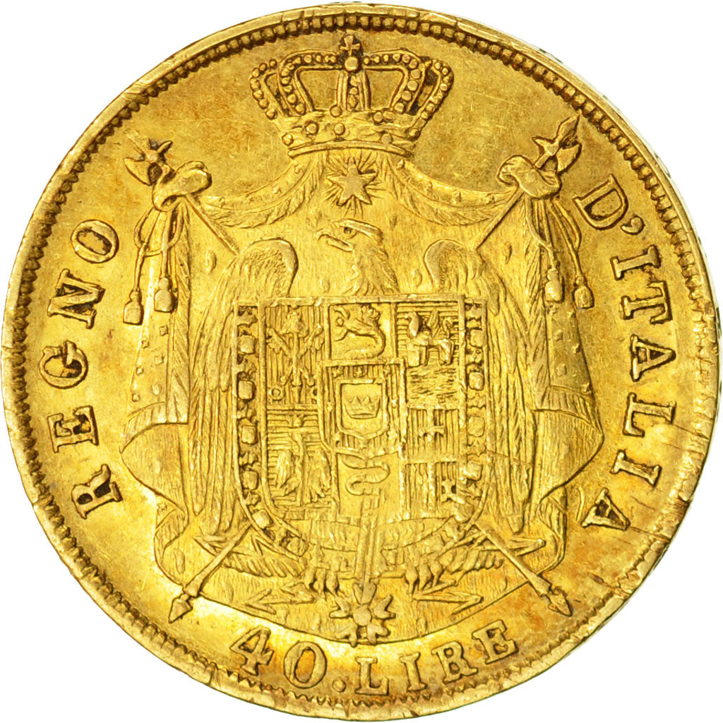 Moneda, Estados italianos, Napoleon I, 40 Lire, 1812, Milan, MBC, Oro, KM 12