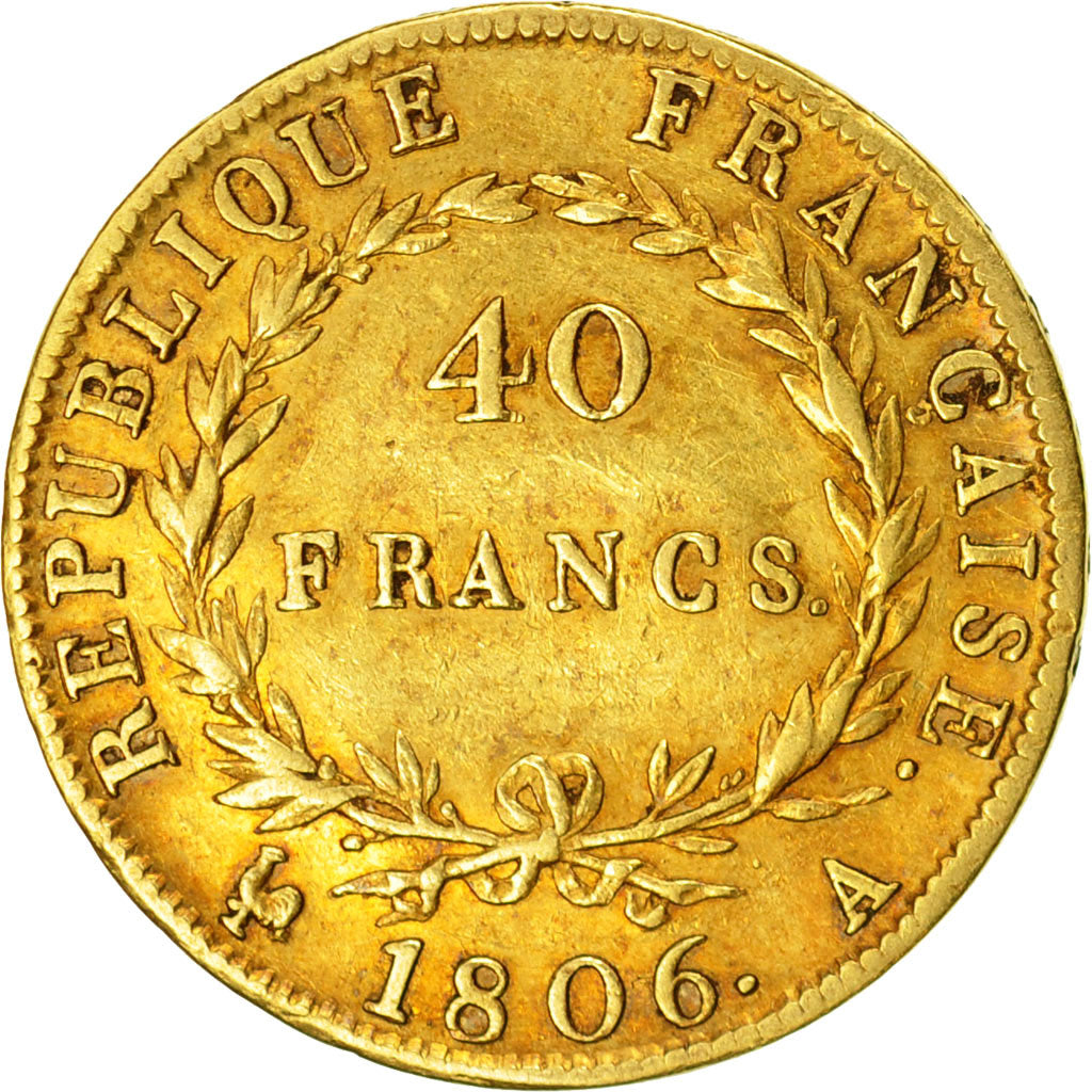 Coin, France, Napoléon I, 40 Francs, 1806, Paris, VF(30-35), Gold, KM:675.1