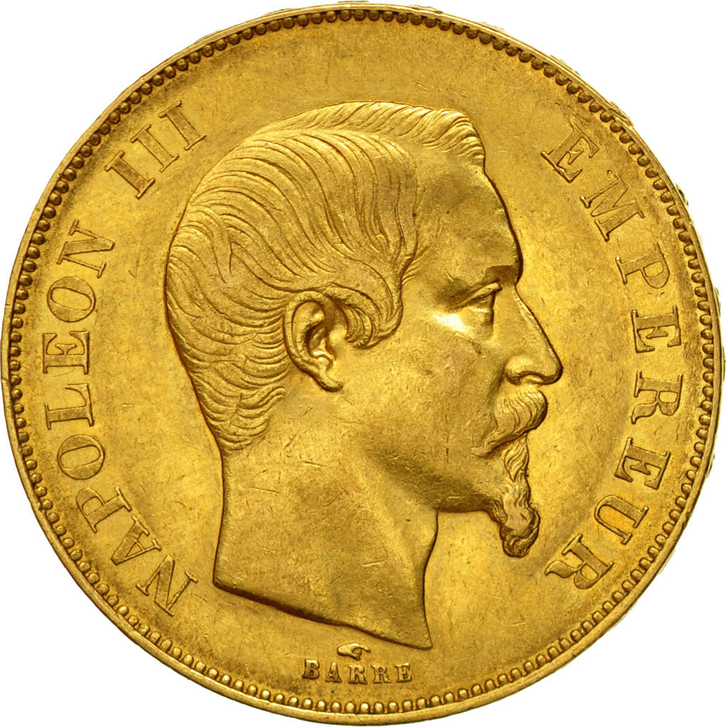 Coin, France, Napoleon III, 50 Francs, 1855, Paris, AU(50-53), Gold, KM 785.1