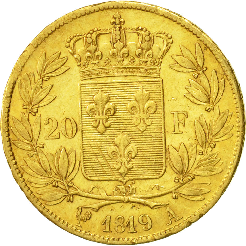 Moneta, Francia, Louis XVIII, 20 Francs, 1819, Paris, BB+, Oro, KM 712.1