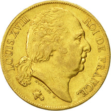 Coin, France, Louis XVIII, 20 Francs, 1818, Paris, EF(40-45), Gold, KM 712.1