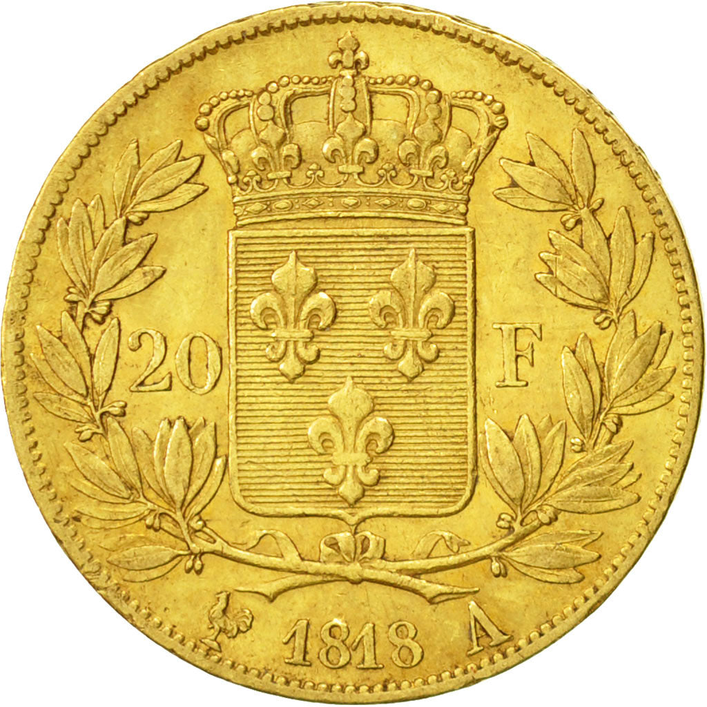 Coin, France, Louis XVIII, 20 Francs, 1818, Paris, EF(40-45), Gold, KM 712.1
