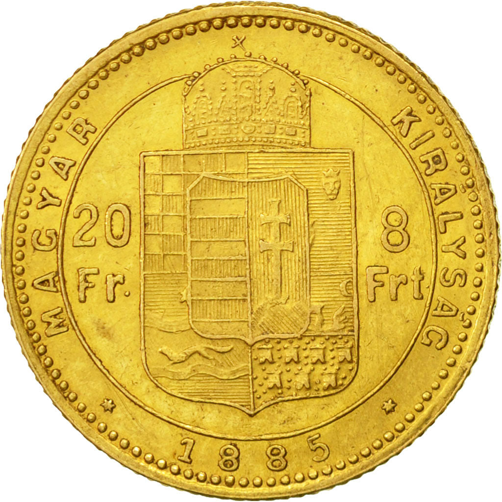 Coin, Hungary, Franz Joseph I, 20 Francs, 1885, Kormoczbanya, AU(55-58), KM 467