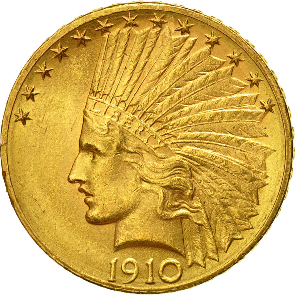Coin, United States, Indian Head, $10, 1910, Denver, AU(55-58), Gold, KM 130