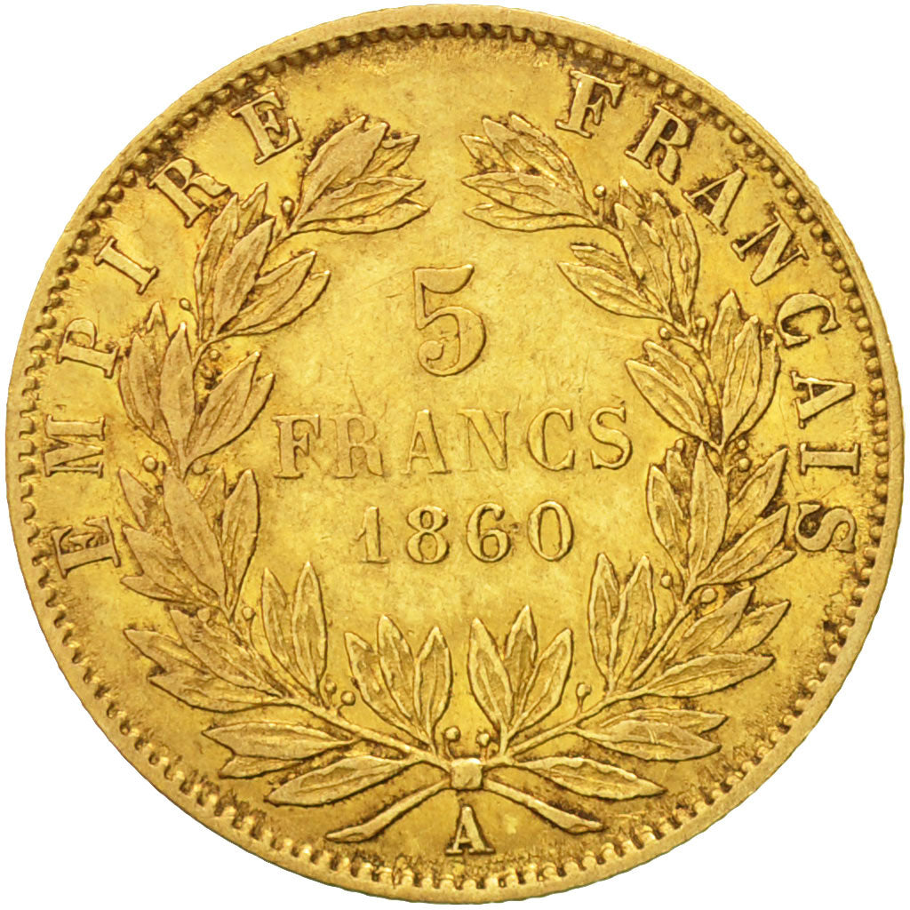 Munten, Frankrijk, Napoleon III, 5 Francs, 1860, Paris, FR+