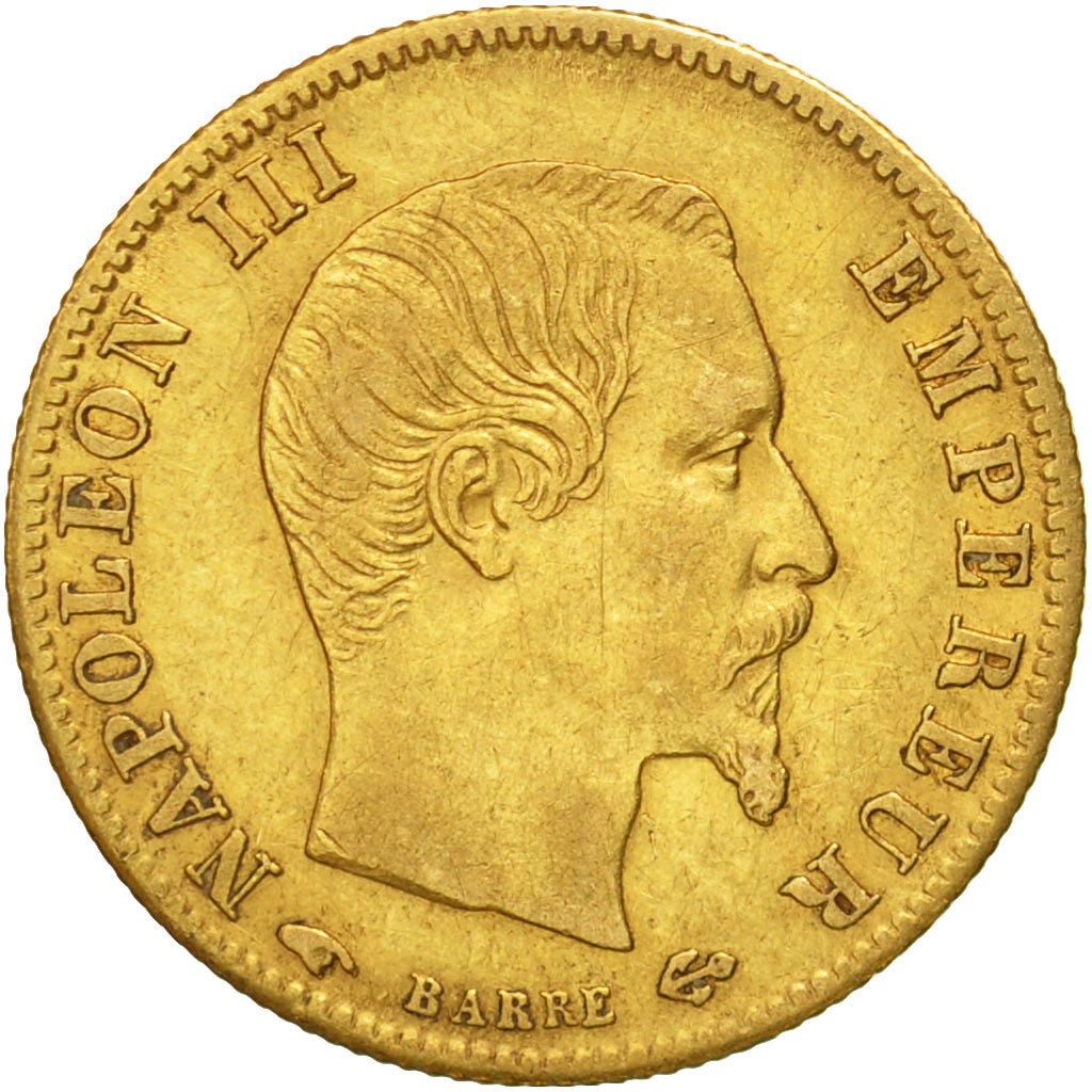 Coin, France, Napoleon III, 5 Francs,1860, Paris, Gold, EF(40-45) , KM 787.1
