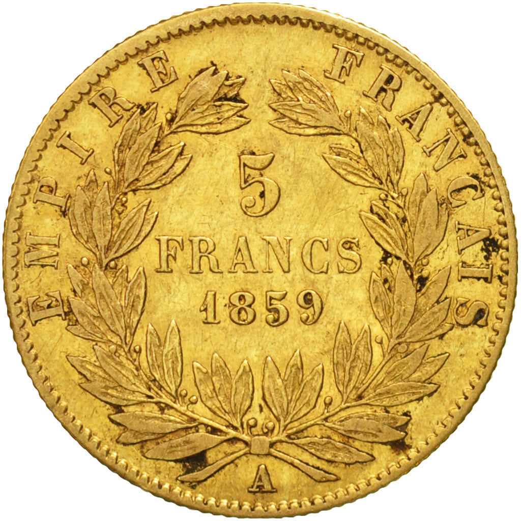 Monnaie, France, Napoleon III, 5 Francs, 1859, Paris, TB+, Or,KM 787.1,Gad 1001