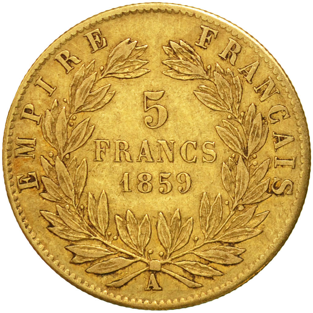 Coin, France, Napoleon III, 5 Francs, 1859, Paris, EF(40-45), Gold, KM 787.1