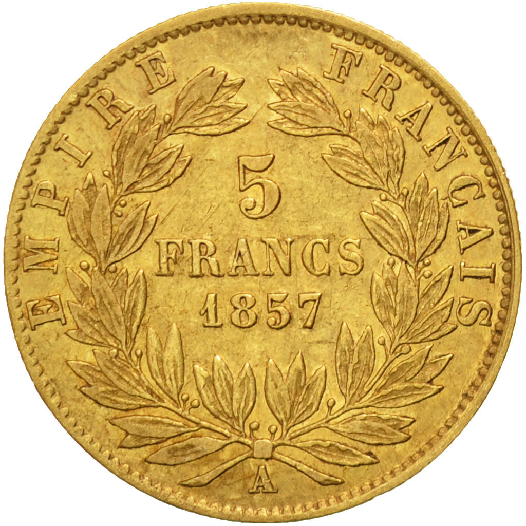 Coin, France, Napoleon III, 5 Francs, 1857, Paris, VF(30-35), Gold, KM 787.1