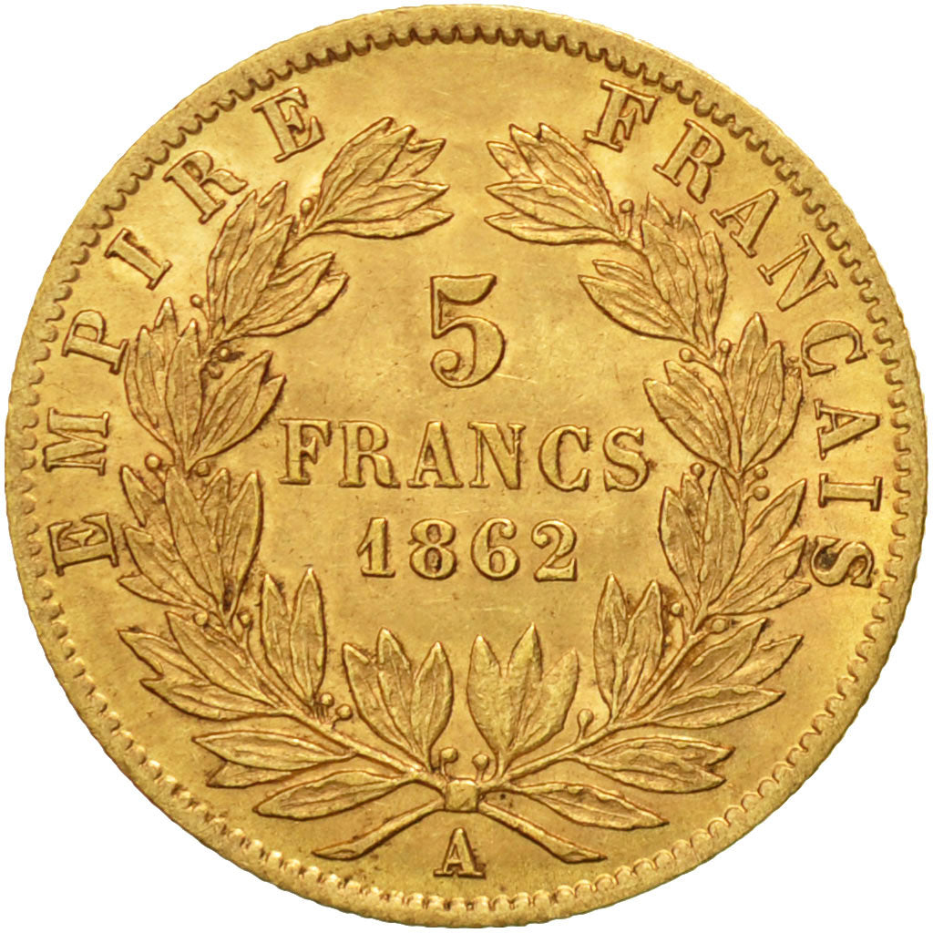 Coin, France, Napoleon III, 5 Francs, 1862, Paris, AU(50-53), Gold, KM 803.1