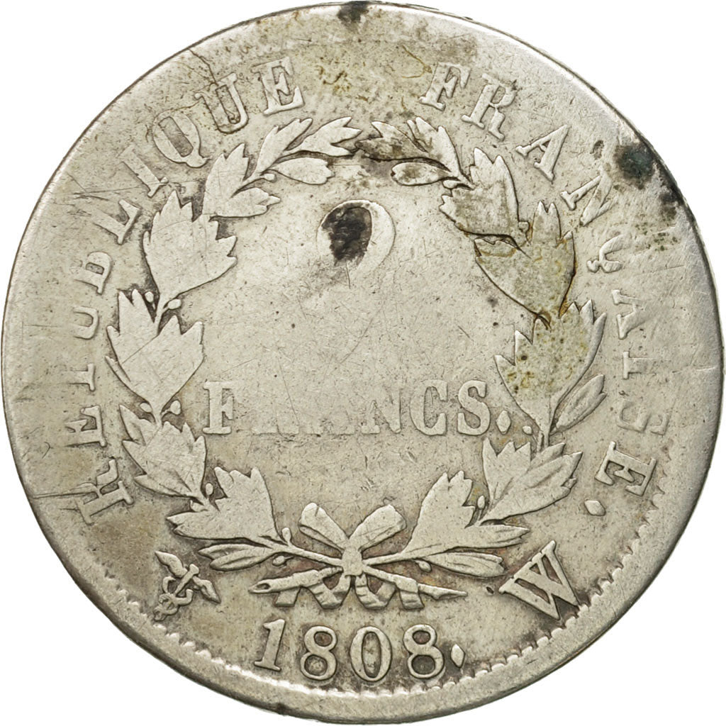 Munten, Frankrijk, Napoléon I, 2 Francs, 1808, Lille, ZG, Zilver, KM:684.10