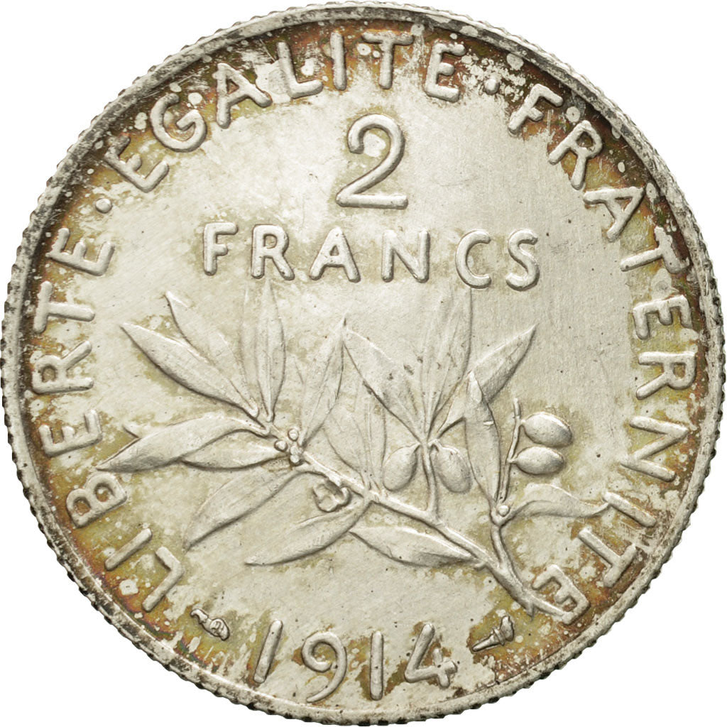 Coin, France, Semeuse, 2 Francs, 1914, Paris, AU(50-53), Silver, KM:845.1