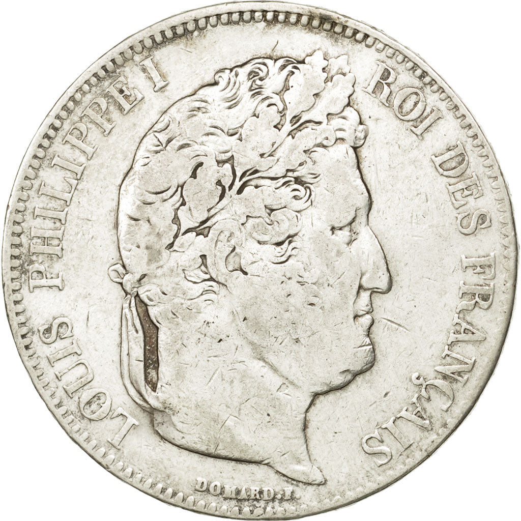 Coin, France, Louis-Philippe, 5 Francs, 1832, Lyons, VF(30-35), Silver,KM 749.4