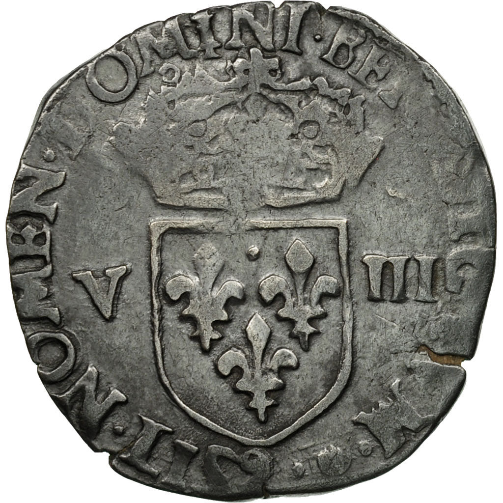 Münze, Frankreich, Henri III, 1/8 Ecu, 1586, Rennes, S+, Silber, Sombart:4664