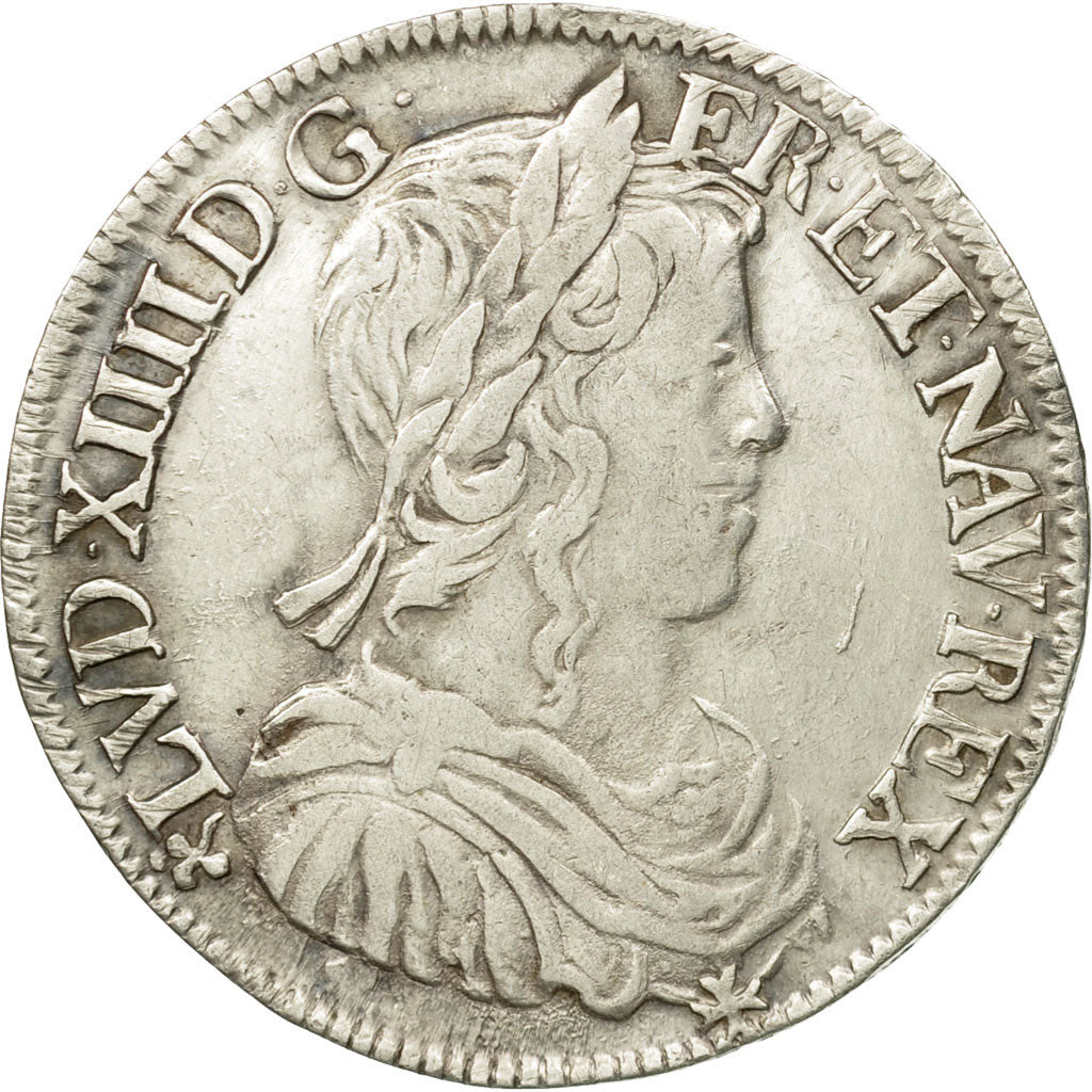 Coin, France, Louis XIV,1/2 Écu à la mèche longue,1651,Angers,EF(40-45),KM 164.7