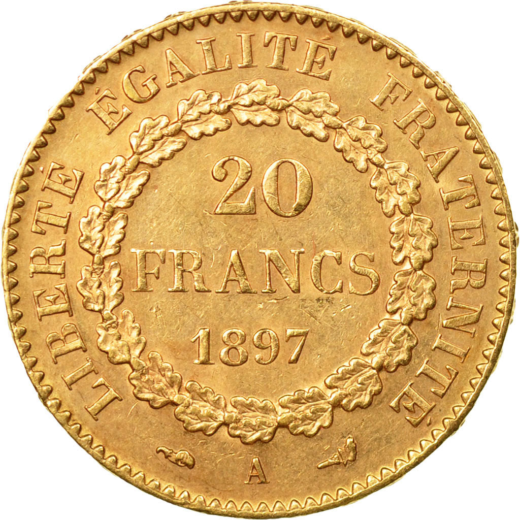 Coin, France, Génie, 20 Francs, 1897, Paris, AU(50-53), Gold, KM:825