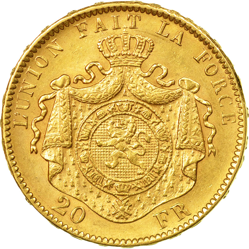 Coin, Belgium, Leopold II, 20 Francs, 20 Frank, 1876, AU(50-53), Gold, KM:37