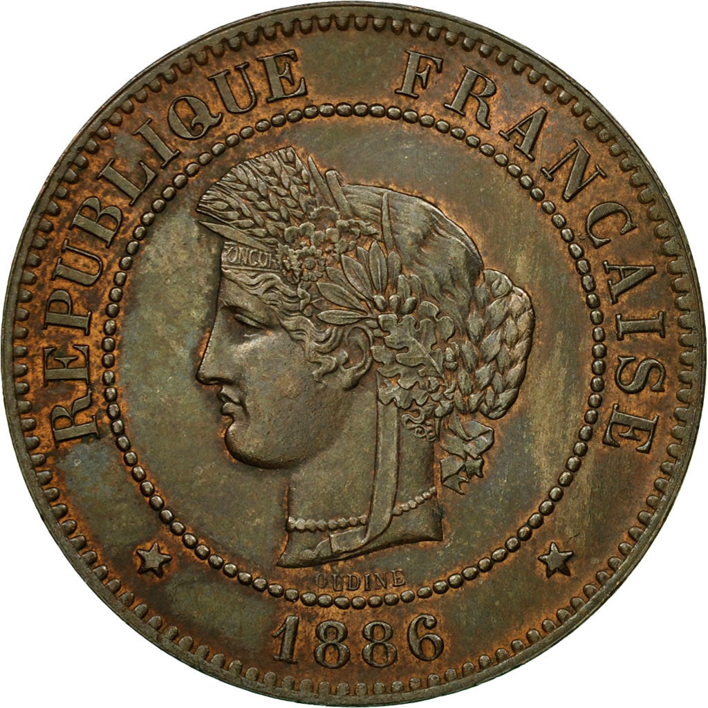 Munten, Frankrijk, Cérès, 5 Centimes, 1886, Paris, PR+, Bronze, KM:821.1