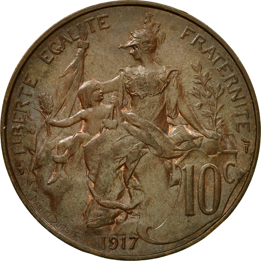 Coin, France, Dupuis, 10 Centimes, 1917, Paris, AU(55-58), Bronze, KM:843