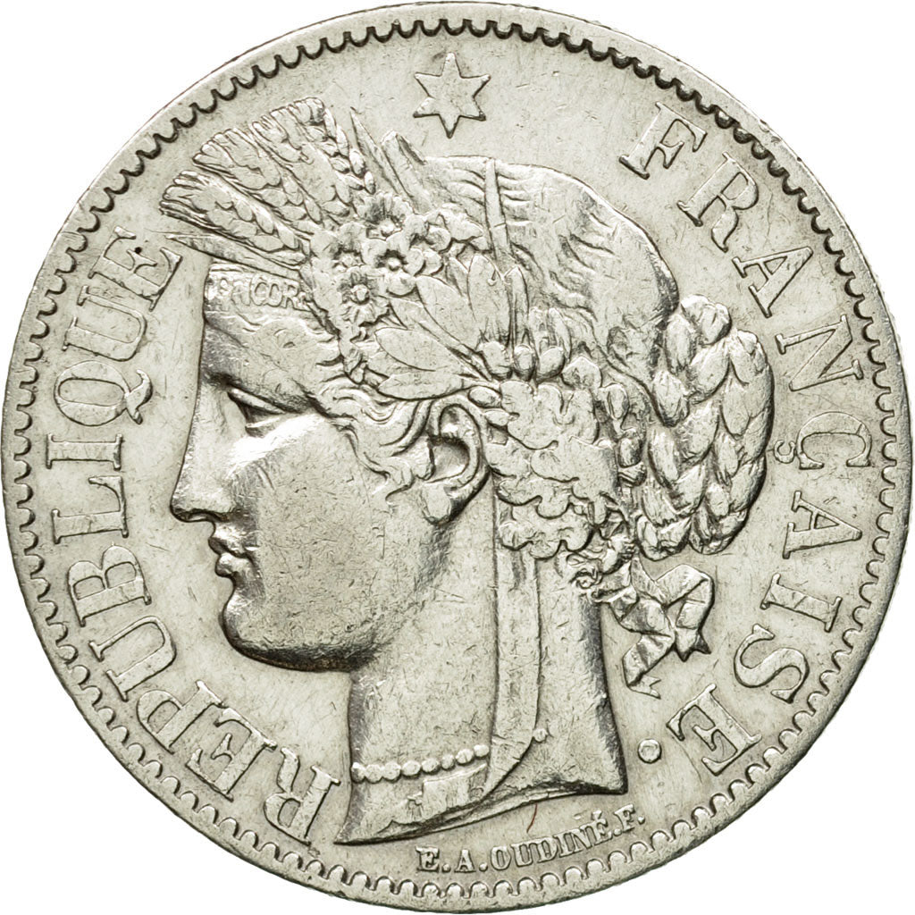 Munten, Frankrijk, Cérès, 2 Francs, 1887, Paris, ZF, Zilver, KM:817.1