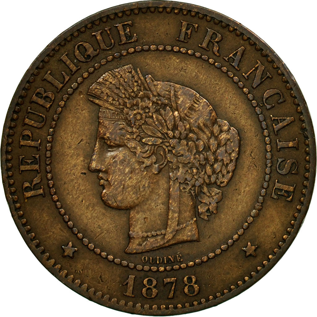 Monnaie, France, Cérès, 5 Centimes, 1878, Paris,TTB,Bronze,Gadoury:157a,KM 821.1