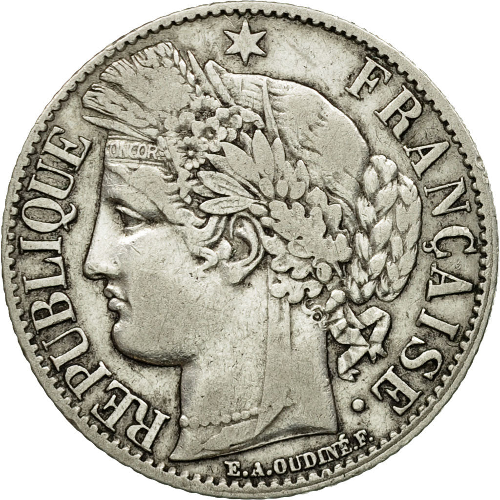 Münze, Frankreich, Cérès, Franc, 1872, Bordeaux, S+, Silber, KM:822.2