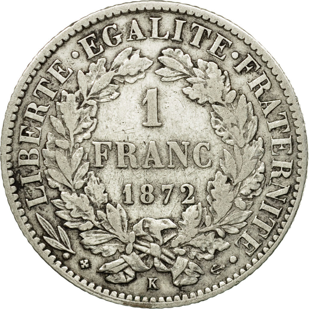 Münze, Frankreich, Cérès, Franc, 1872, Bordeaux, S+, Silber, KM:822.2