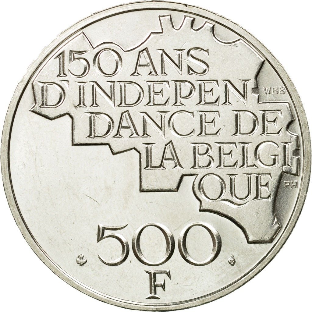 Coin, Belgium, 500 Francs, 500 Frank, 1980,Brussels,AU(55-58),Silver Clad,KM 161