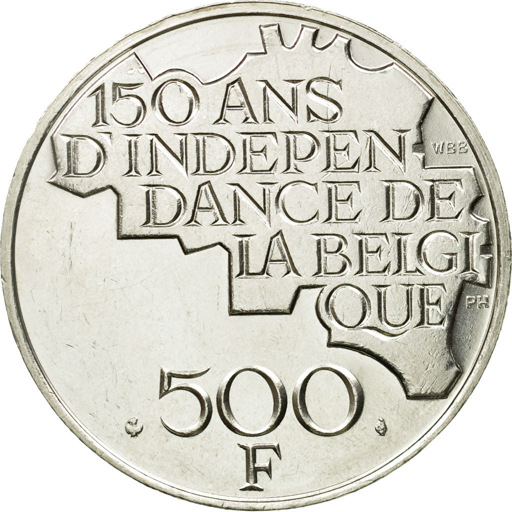 Coin, Belgium, 500 Francs, 500 Frank, 1980,Brussels,AU(55-58),Silver Clad,KM 161