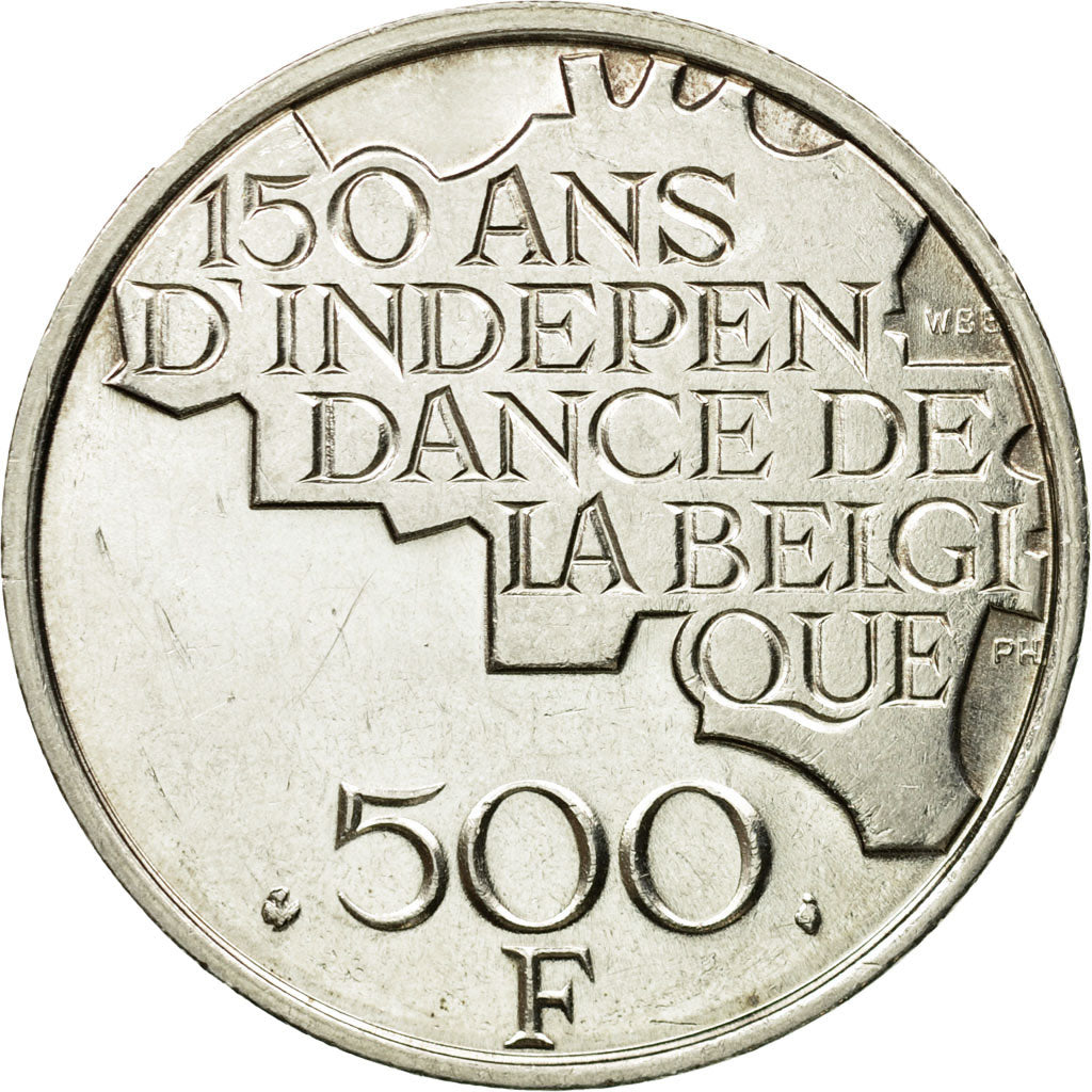 Coin, Belgium, 500 Francs, 500 Frank, 1980,Brussels,AU(55-58),Silver Clad,KM 161