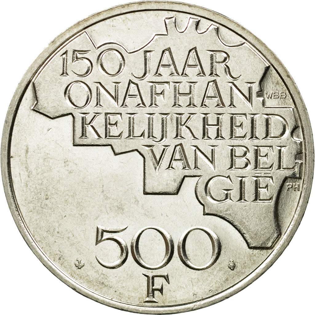 Coin, Belgium, 500 Francs, 500 Frank, 1980,Brussels,AU(55-58),Silver Clad,KM 162