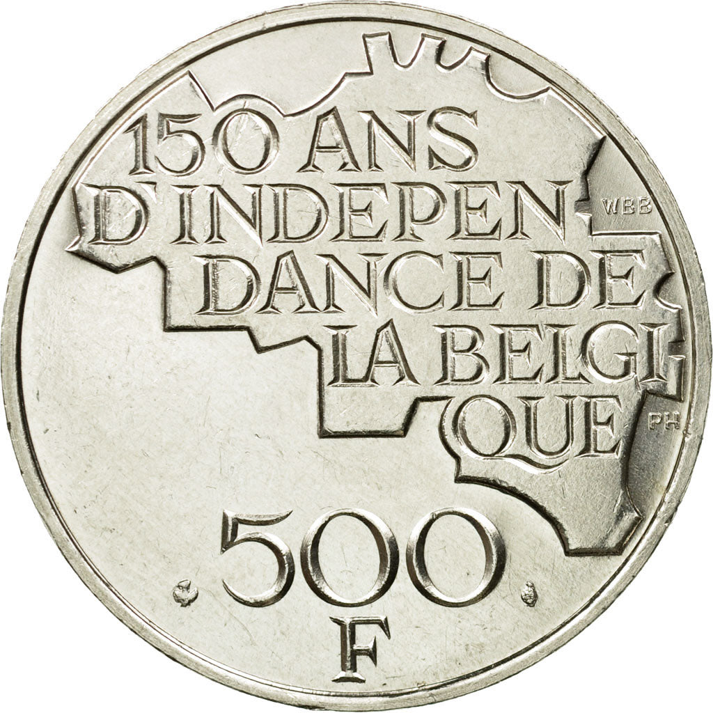 Coin, Belgium, 500 Francs, 500 Frank, 1980,Brussels,AU(55-58),Silver Clad,KM 161