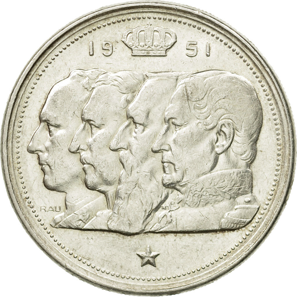 Coin, Belgium, 100 Francs, 100 Frank, 1951, AU(55-58), Silver, KM:139.1