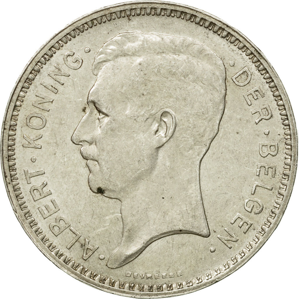 Coin, Belgium, 20 Francs, 20 Frank, 1934, AU(55-58), Silver, KM:104.1
