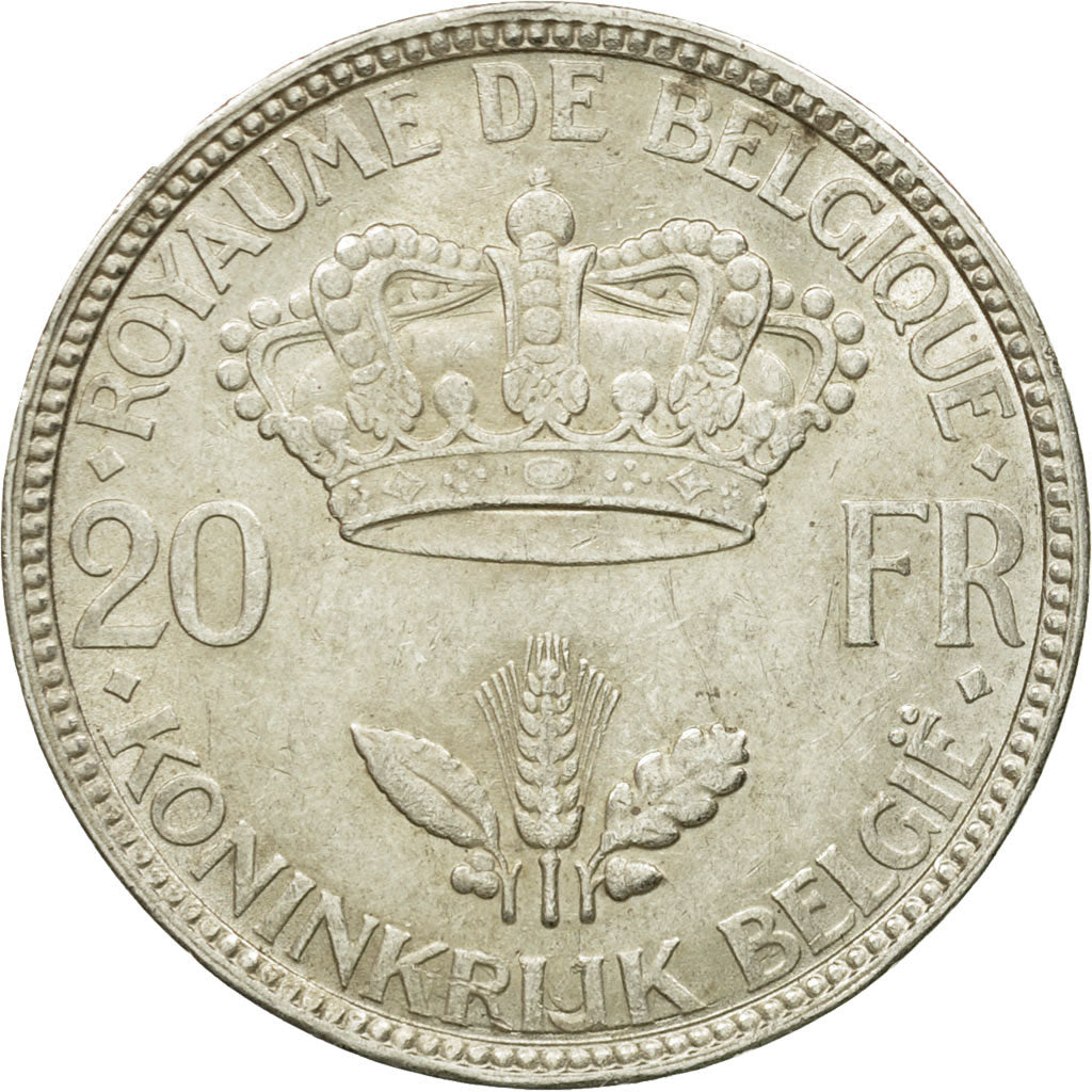 Coin, Belgium, 20 Francs, 20 Frank, 1935, AU(55-58), Silver, KM:105