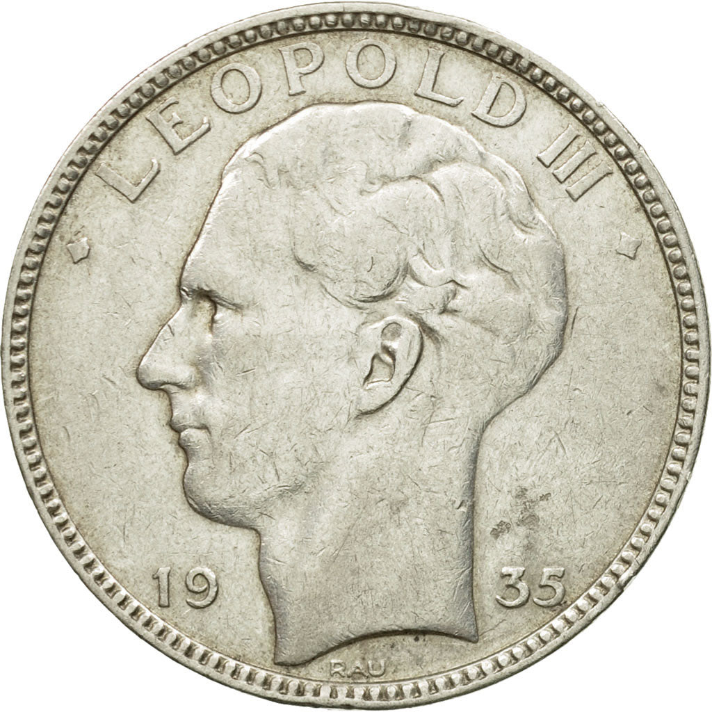 Coin, Belgium, 20 Francs, 20 Frank, 1935, AU(50-53), Silver, KM:105