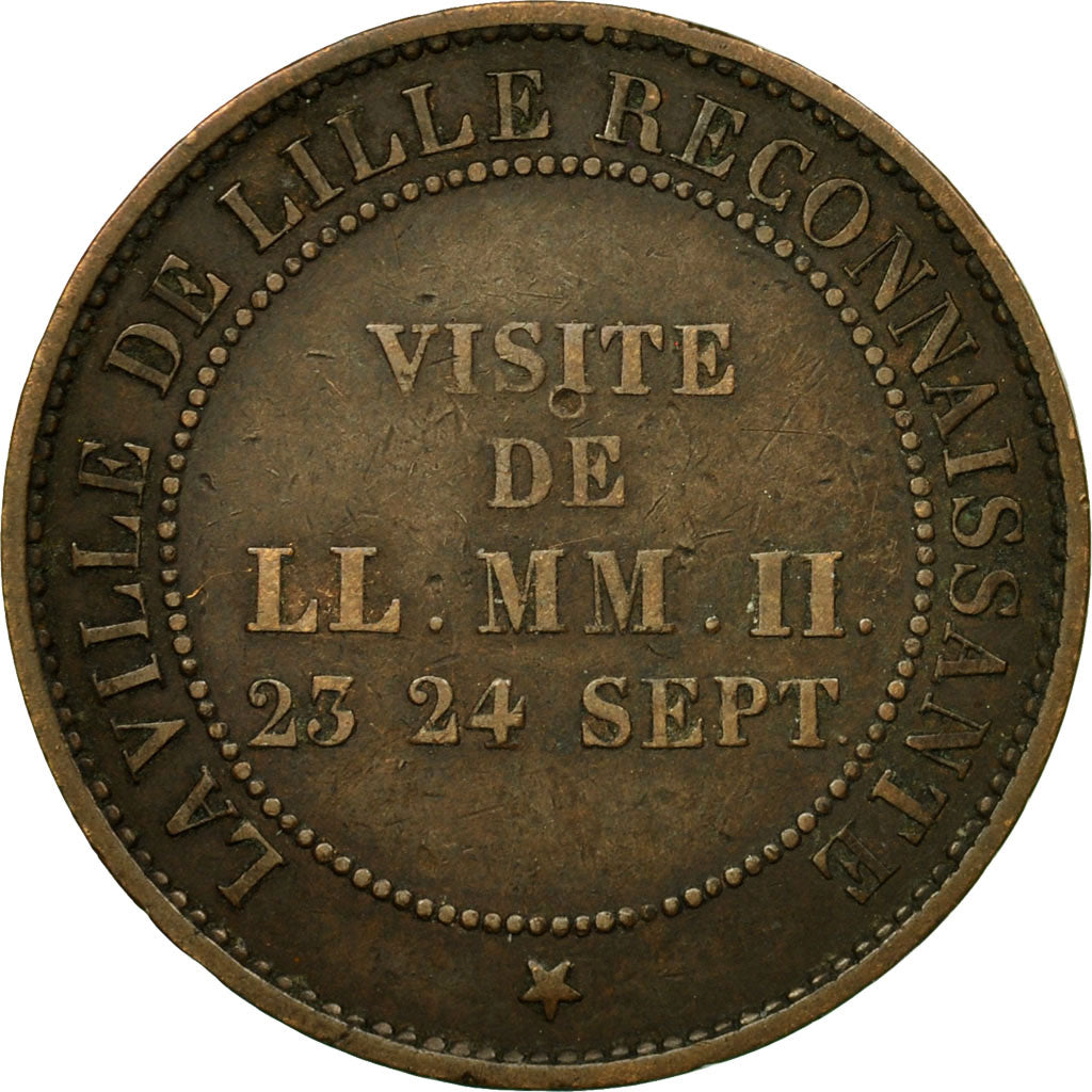 Moneta, Francja, 10 Centimes, 1853, Lille, EF(40-45), Bronze, KM:M24