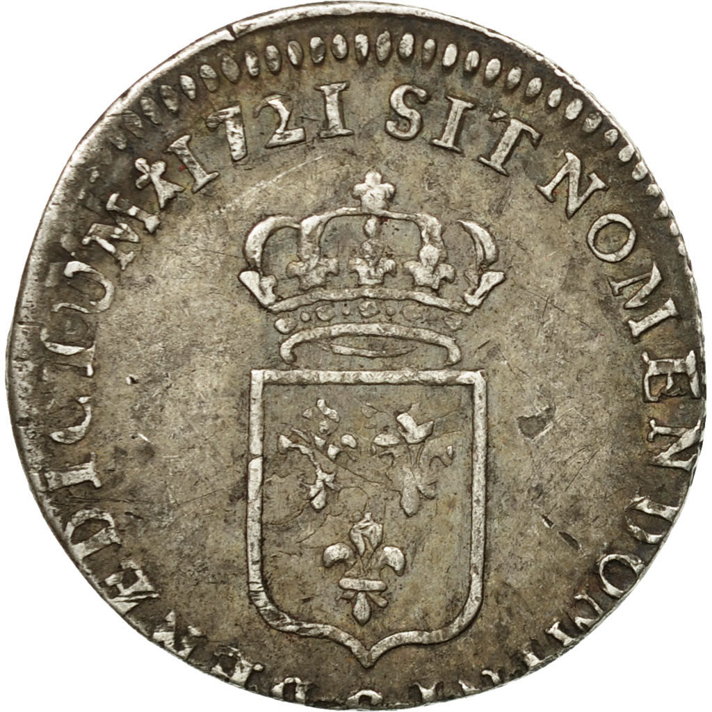 Monnaie, France, Louis XV, 1/6 Écu de France, 20 Sols, 1/6 ECU, 1721, Reims