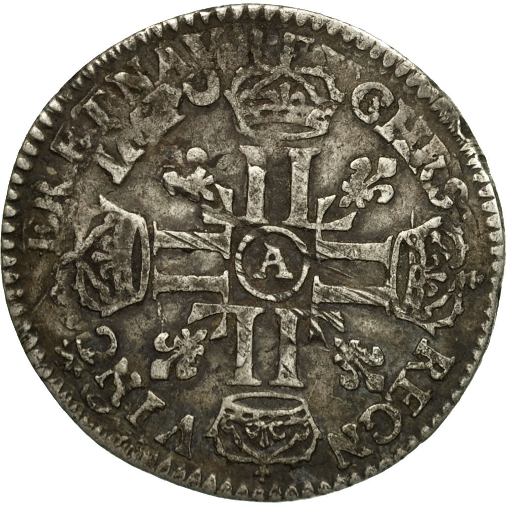 Monnaie, France, Louis XIV, 1/12 Écu aux 8 L, 10 Sols, 1691,Paris,TB,Gadoury 118
