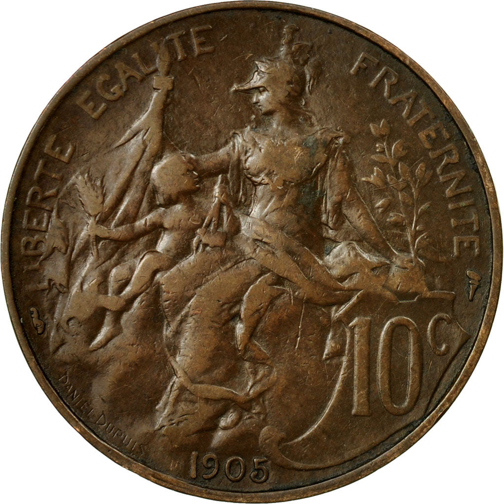 Moneta, Francia, Dupuis, 10 Centimes, 1905, Paris, BB, Bronzo, KM:843