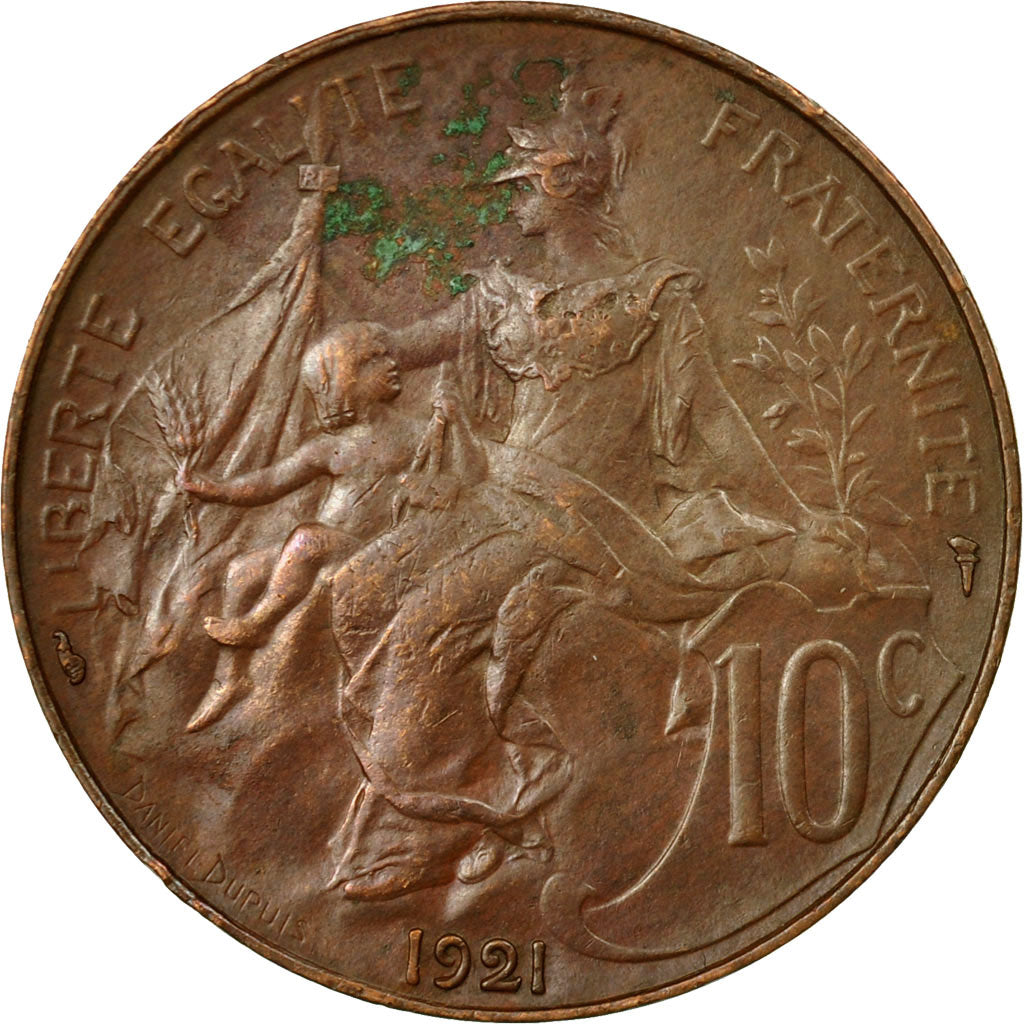 Coin, France, Dupuis, 10 Centimes, 1921, Paris, EF(40-45), Bronze, KM:843