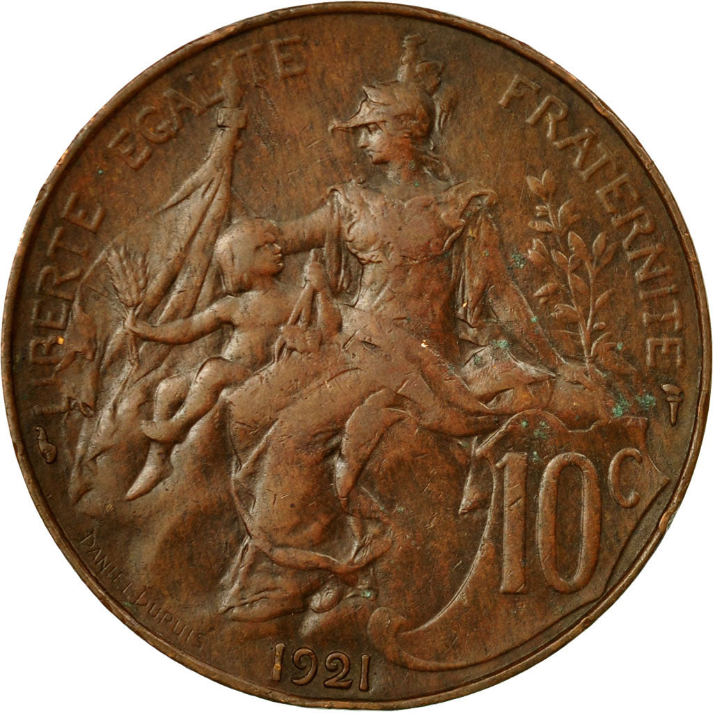 Coin, France, Dupuis, 10 Centimes, 1921, Paris, EF(40-45), Bronze, KM:843