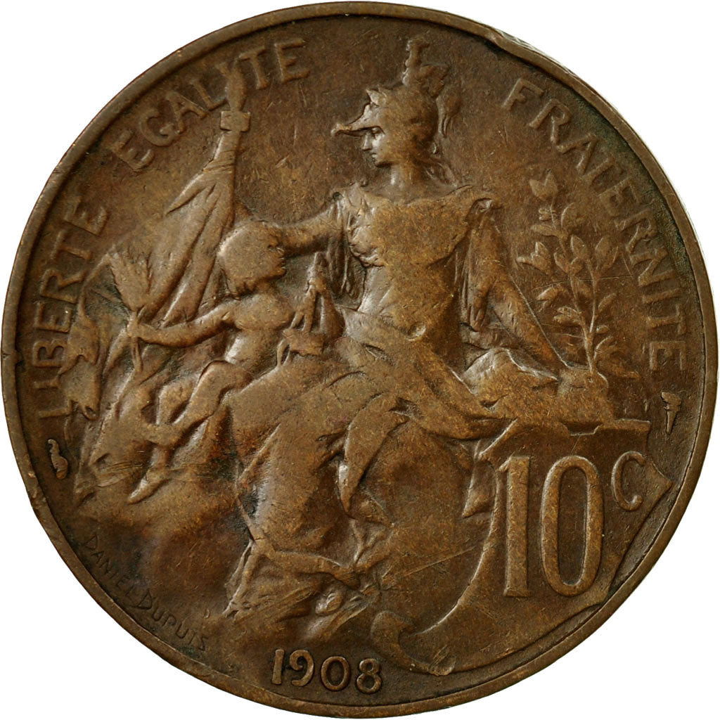 Coin, France, Dupuis, 10 Centimes, 1908, Paris, VF(30-35), Bronze, KM:843