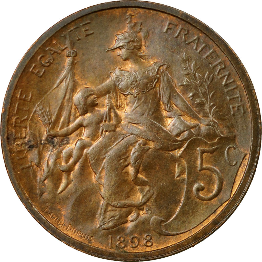 Moneta, Francia, Dupuis, 5 Centimes, 1898, Paris, SPL-, Bronzo, KM:842