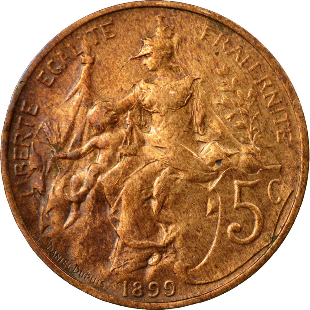 Moneta, Francia, Dupuis, 5 Centimes, 1899, Paris, BB, Bronzo, KM:842