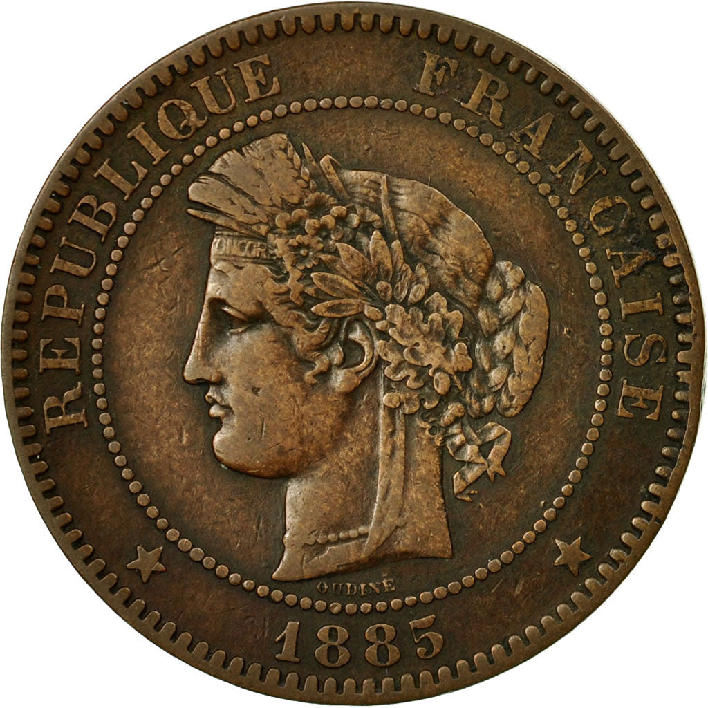 Monnaie, France, Cérès, 10 Centimes, 1885,Paris,TB+,Bronze,Gadoury:265a,KM 815.1